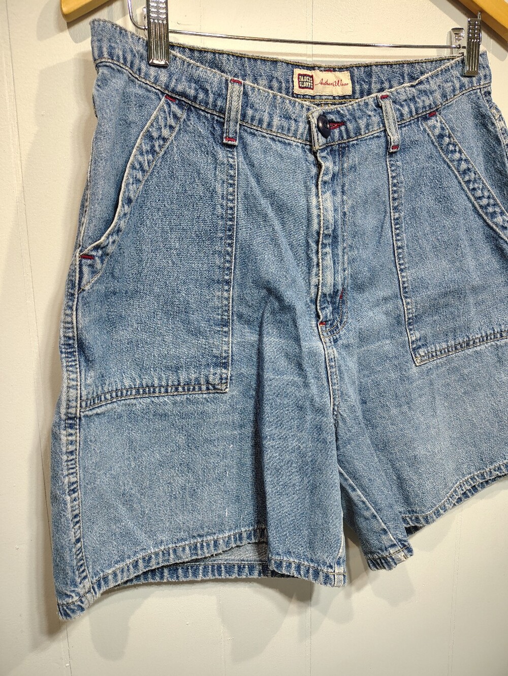 Vintage Faded Glory Denim Jorts High Waisted Cargo Carpenter Shorts Size 11/12 - Picture 2 of 7